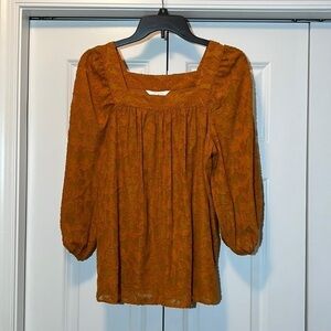 𝅺Lauren Conrad Puffy Sleeve Blouse Burnt Orange Size Small NWT